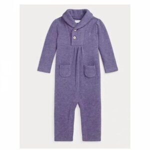 Girls Ralph Lauren Purple Ribbed Cotton One-Piece Romper Size 9 Months